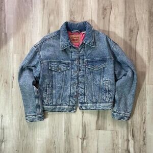 Vintage 1990s Levis denim jacket with puffer pink insulated liner  Medium